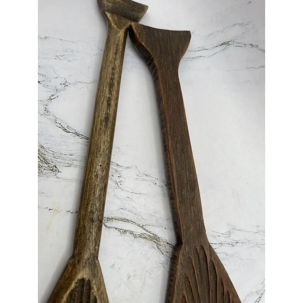 2 Hand Carved Wood Paddle Molds Toucan & Sun? 13 Inches‎ Long